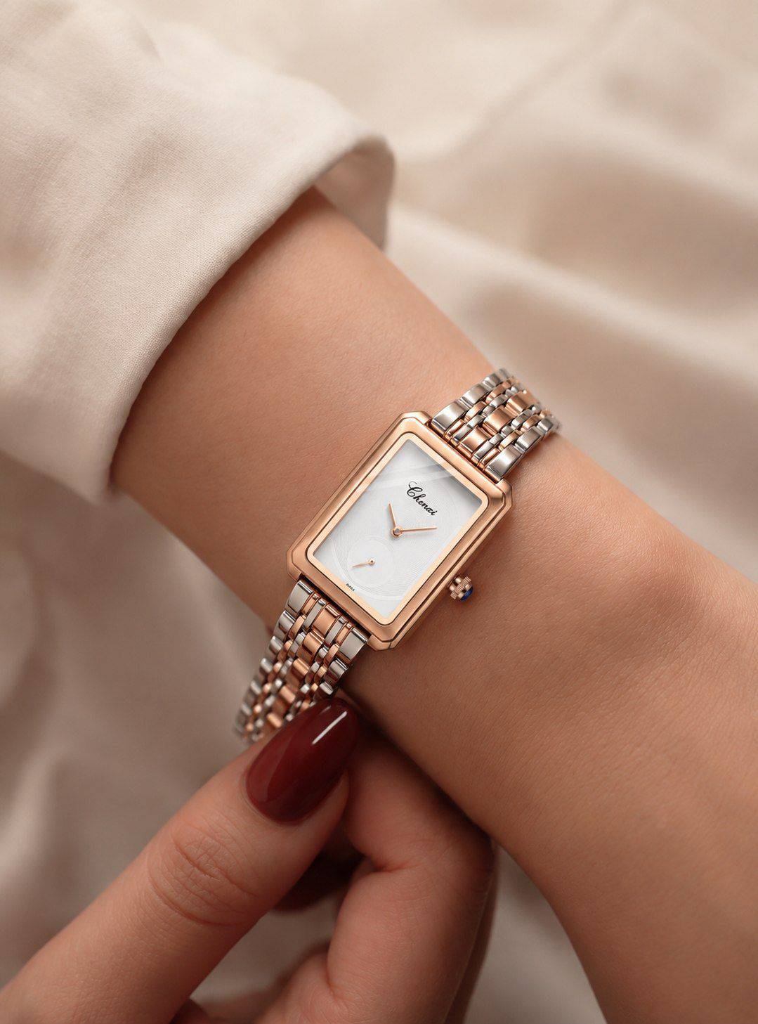 ☑️CHENXI               ⌚️چانگ شی زنونه  شرکتی  برند اوریجینال  قفل پروانه ای استیل
